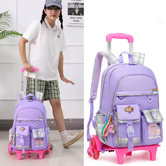 2023 Kids Trolley School Bag – Large Capacity Orthopedic Backpack for Girls